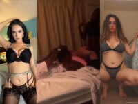 Two guys mercilessly stretch her tight pussy and throat