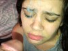 Her first blowjob ends in a messy ending