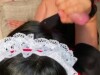 Horny maid deepthroats my cock until I cover her face in cum