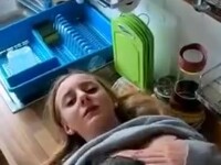 I fucked my girlfriend hard on the kitchen table, cummed all over her tits