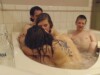 Two couples in one bath and endless shared pleasure